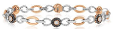 1.84CT WHITE & CHOCOLATE FANCY DIAMOND 14KT WHITE & ROSE GOLD 3D TENNIS BRACELET