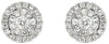 ESTATE .87CT DIAMOND 14K WHITE GOLD 3D CLASSIC CLUSTER FLOWER HALO STUD EARRINGS