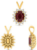 1.62CT DIAMOND & AAA RUBY 14KT YELLOW GOLD OVAL & ROUND FLOWER FLOATING PENDANT