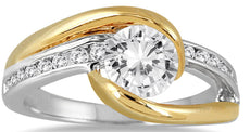 1.20CT DIAMOND 14KT TWO TONE GOLD ROUND SOLITAIRE INFINITY LOVE ENGAGEMENT RING