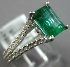 1.65CT DIAMOND & AAA EMERALD 18KT WHITE GOLD 3D CLASSIC SQUARE ENGAGEMENT RING