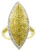 LARGE 1.38CT WHITE & FANCY YELLOW DIAMOND 18K 2 TONE GOLD 3D MARQUISE SHAPE RING