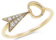 ESTATE .08CT DIAMOND 14KT YELLOW GOLD CLASSIC ARROW TO YOUR HEART LOVE FUN RING