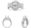 WIDE .89CT DIAMOND 18K WHITE GOLD ROUND FLOWER 4 PRONG FILIGREE ENGAGEMENT RING