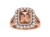 2.43CT DIAMOND & AAA MORGANITE 14K ROSE GOLD EMERALD CUT & ROUND FLOWER FUN RING