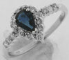 .93CT DIAMOND & AAA SAPPHIRE 14K WHITE GOLD PEAR SHAPE HALO FRIENDSHIP LOVE RING
