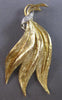 EXTRA LARGE .05CT DIAMOND 14K 2 TONE GOLD MULTI LEAF LOVE KNOT BROOCH PIN #28113