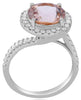 LARGE 3.94CT DIAMOND & AAA MORGANITE 18KT WHITE GOLD ROUND HALO CRISS CROSS RING
