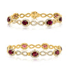 LARGE 6.83CT DIAMOND & AAA RUBY 18KT YELLOW GOLD 3D OVAL & ROUND TENNIS BRACELET