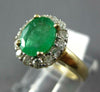 ESTATE 2.0CT DIAMOND & AAA EMERALD 14KT YELLOW GOLD 3D OVAL HALO ENGAGEMENT RING