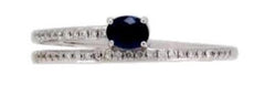 .37CT DIAMOND & AAA SAPPHIRE 14K WHITE GOLD 3D OVAL & ROUND FRIENDSHIP LOVE RING