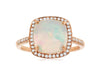 2.80CT DIAMOND & AAA OPAL 14KT ROSE GOLD 3D CUSHION & ROUND HALO ENGAGEMENT RING