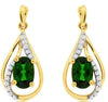 1CT DIAMOND & AAA RUSSALITE 14KT 2 TONE GOLD 3D OVAL TEAR DROP HANGING EARRINGS