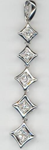 .58CT DIAMOND 14K WHITE GOLD 3D CLASSIC PRINCESS SQUARE JOURNEY FLOATING PENDANT