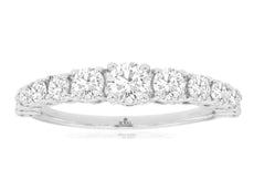 1.0CT DIAMOND 14KT WHITE GOLD 3D ROUND GRADUATING SEMI ETERNITY ANNIVERSARY RING