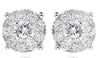 ESTATE .86CT DIAMOND 14KT WHITE GOLD SOLITAIRE CLASSIC HALO FLOWER STUD EARRINGS
