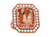 LARGE 11.55CT DIAMOND & AAA MORGANITE 14KT ROSE GOLD DOUBLE HALO ENGAGEMENT RING