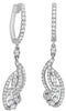 .90CT DIAMOND 18KT WHITE GOLD DOUBLE LEAF CRISS CROSS TEAR DROP HANGING EARRINGS