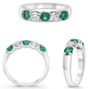 1.0CT DIAMOND & AAA EMERALD 14K WHITE GOLD ROUND LUCIDA 5 STONE ANNIVERSARY RING