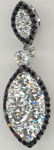 .67CT WHITE & BLACK DIAMOND 14KT WHITE GOLD CLASSIC DOUBLE LEAF FLOATING PENDANT