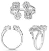 1.08CT DIAMOND 14KT WHITE GOLD 3D ROUND BAGUETTE PRINCESS & MARQUISE SQUARE RING