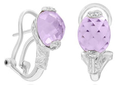 6.82CT DIAMOND & AAA PINK AMETHYST 14KT WHITE GOLD FILIGREE FUN HANGING EARRINGS