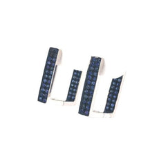 1.10CT AAA SAPPHIRE 18KT WHITE GOLD 3D INSIDE OUT HOOP HANGING SQUARE EARRINGS