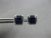 2.49CT DIAMOND & AAA SAPPHIRE 14KT WHITE GOLD EMERALD CUT & ROUND STUD EARRINGS