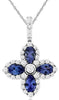 1.25CT DIAMOND & AAA TANZANITE 14K WHITE GOLD PEAR SHAPE FLOWER FLOATING PENDANT