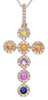 .72CT DIAMOND & AAA MULTI COLOR SAPPHIRE 14KT ROSE GOLD 3D FLORAL CROSS PENDANT