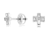 ESTATE .16CT DIAMOND 14KT WHITE GOLD BAGUETTE CROSS FILIGREE SCREWBACK EARRINGS