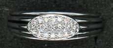 ESTATE .15CT DIAMOND 14KT WHITE GOLD 3D CLASSIC MULTI ROW PAVE OVAL FUN RING