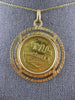 ANTIQUE LARGE 18KT & 22KT YELLOW GOLD 3D VENEZUELA COIN FLOATING PENDANT #27376