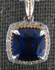 2.90CT DIAMOND & AAA SAPPHIRE 14KT WHITE & ROSE GOLD 3D CUSHION & ROUND PENDANT