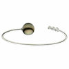 ESTATE .10CT DIAMOND & AAA TAHITIAN PEARL 18K WHITE GOLD 3 STONE BANGLE BRACELET
