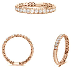 .40CT DIAMOND 14K ROSE GOLD ROUND CLASSIC SEMI ETERNITY MULTI HEART WEDDING RING