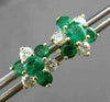 ESTATE 2.0CT DIAMOND & EMERALD 14KT YELLOW GOLD 3D FLOWER CLUSTER EARRINGS 24555