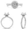 ESTATE .36CT DIAMOND 14KT WHITE GOLD 3D ROUND FLOWER SEMI MOUNT ENGAGEMENT RING