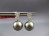 .33CT DIAMOND & AAA TAHITIAN PEARL 14K WHITE GOLD DOUBLE FLOWER HANGING EARRINGS