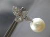 ESTATE LARGE 1.05CT DIAMOND & AAA SOUTH SEA PEARL 18K WHITE GOLD 3D MULTI LEAF EARRINGS