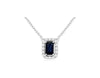 .48CT DIAMOND & AAA SAPPHIRE 14KT WHITE GOLD BAGUETTE & ROUND HALO LOVE NECKLACE
