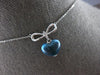 3.50CT DIAMOND & AAA BLUE TOPAZ 18KT WHITE GOLD 3D HEART SHAPE BOW LOVE NECKLACE