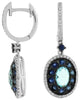 2.35CT DIAMOND & AAA SAPPHIRE & BLUE TOPAZ 14KT WHITE GOLD OVAL & ROUND EARRINGS