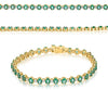 6.0CT DIAMOND & AAA EMERALD 14K YELLOW GOLD CLASSIC OVAL & ROUND TENNIS BRACELET