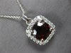 2.58CT DIAMOND & AAA GARNET 14K WHITE GOLD 3D ROUND HALO SQUARE FLOATING PENDANT