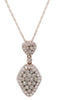 .99CT WHITE & MOCHA DIAMOND 14KT ROSE GOLD DOUBLE TEAR DROP FUN FLOATING PENDANT