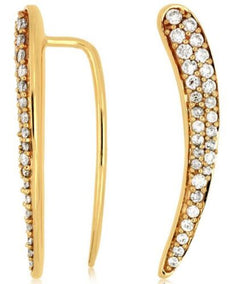 ESTATE .50CT DIAMOND 14KT YELLOW GOLD 3D CLASSIC ELONGATED LEAF HANGING EARRINGS