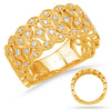 ESTATE WIDE .30CT DIAMOND 14KT YELLOW GOLD 3D OPEN FILIGREE FLOWER LEAF FUN RING