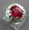 ANTIQUE LARGE 4.45CT DIAMOND & AAA RUBY 14K WHITE GOLD OVAL FILIGREE RING #23703