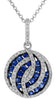 .88CT DIAMOND & AAA SAPPHIRE 14KT WHITE GOLD MULTI ROW ROUND CRISS CROSS PENDANT